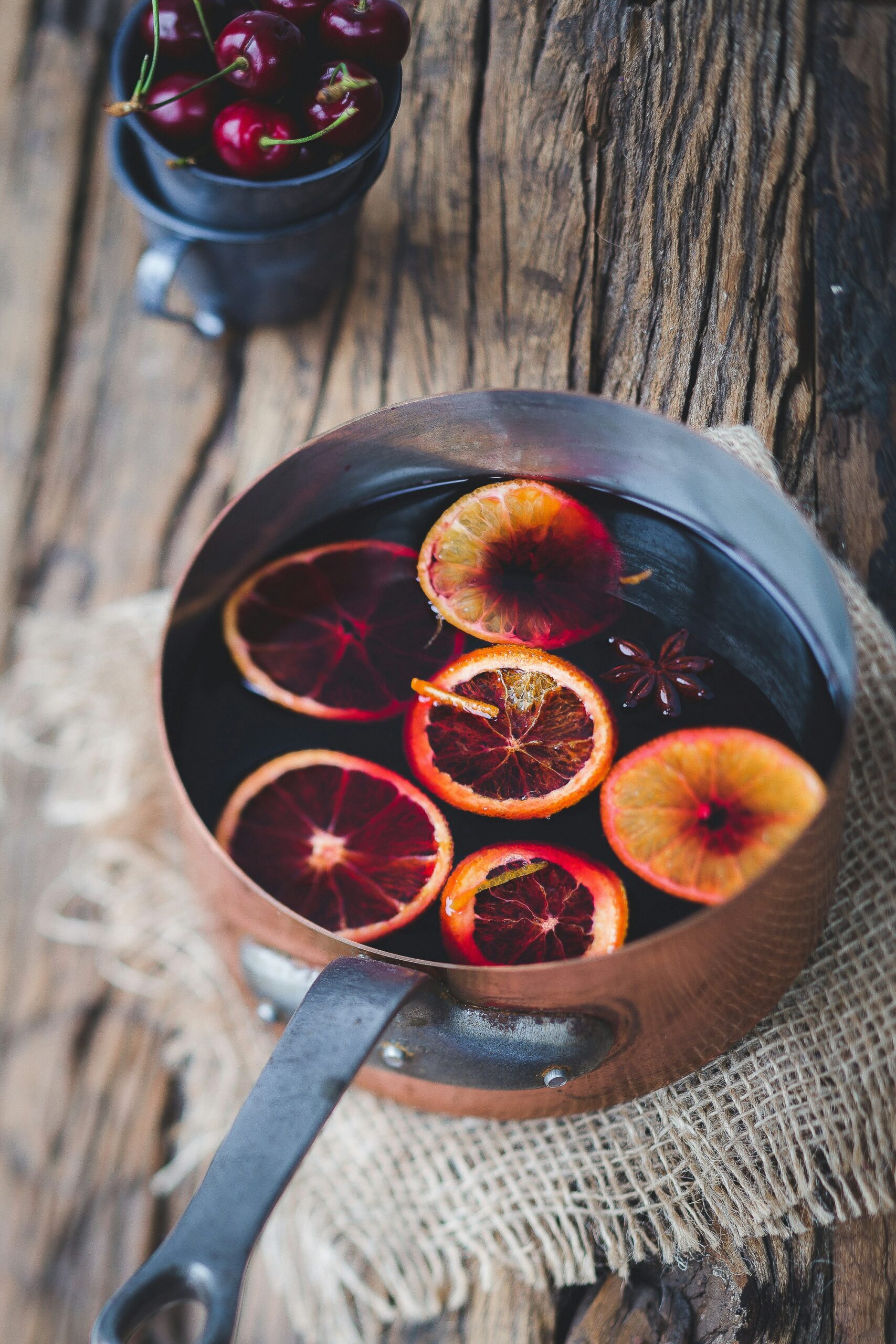 Mulled wine in a pot